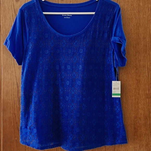 NWT Misses Studio Works Size L Lace front top - Picture 5 of 6